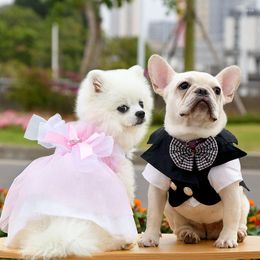 Chien vêtements robe de mariée costume marié vêtements pour animaux de compagnie Teddy Bichon carlin chat de petite et moyenne taille