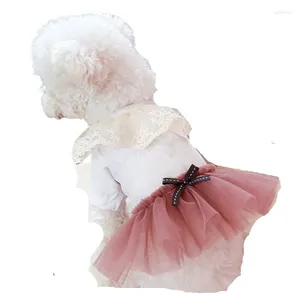 Vêtements pour chiens Robe de mariée d'été Robes de chat Jupe pour chiot Tutu Vêtements mignons avec nœud papillon Yorkshire Poméranie Vêtements