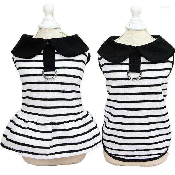 Vêtements pour chiens Blanc Black Strips Sweats à capuche Robe Garçons Filles Couple Vêtements Vêtements pour animaux de compagnie Été Chat Sweat-shirt Jupe pour petits chiens L