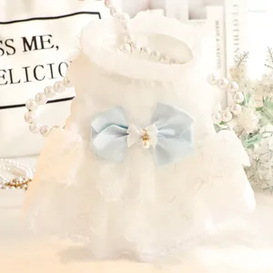 Vêtements de chien en dentelle blanche robe de mariée vêtements chiot jupe en maille petits chiens vêtements de chat de chat.