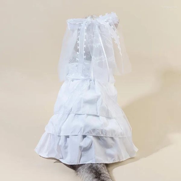 Ropa de perro vestido de novia blanca moda gato falda ropa de verano York shih tzu maltese caniche bichon schnauze mascota