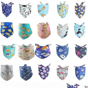 Chien Vêtements En Gros 100 Pcs/Lot 2022 Pet Bandana Mix 100 Motif Mignon Chiot Chat Bavoirs Écharpe Réglable Coton Accessoires Drop Deliv Dhhvm