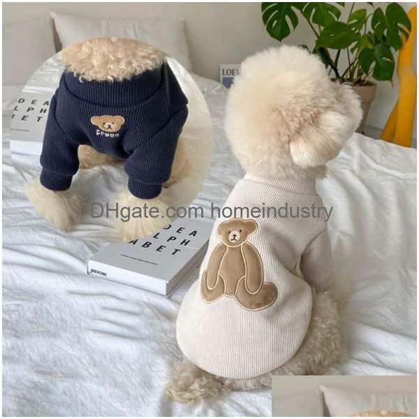 Vêtements de chien en gros Corée Ins Veste Pull tricoté Pull respirant Stretch Chaleur Mignon Mode Pet Automne Teddy Bichon Chiens Hiver PE Dhbyu