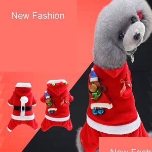 Chien Vêtements En Gros Joyeux Noël Cadeau Robe Pour Animaux De Compagnie 5 Taille Elk Santa Chiot Costume Classique Euraméricain Vêtements Animaux Dh0309 Drop Delive Dhcjt