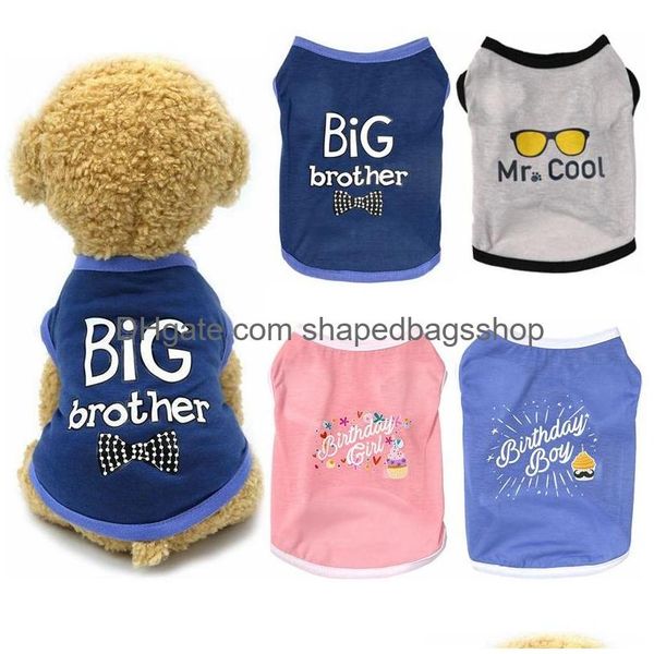 Ropa para perros Venta al por mayor Sublimación Perros Camiseta Algodón Ropa para perros Camisas para cachorros Impresión linda Chalecos para gatos Ropa Verano Camisa para mascotas Doggie Ve DHHHWF