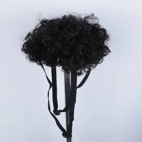 Vêtements de chien perruque cheveux noirs bouclés Costume d'animal de compagnie accessoires de Cosplay accessoires de tête drôles doux léger sangle à lacets anti-dérapant mignon