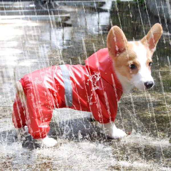 Vêtements pour chiens coupe-vent imperméable pour animaux de compagnie Poncho avec bande réfléchissante de sécurité imperméable à capuche vêtements de pluie pour la maison chiens fournitures