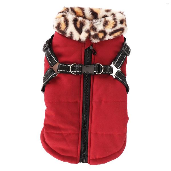 Vêtements de chien coupe-vent manteau chaud réfléchissant épais gilet de chiot veste avec harnais réglable pour l'automne hiver