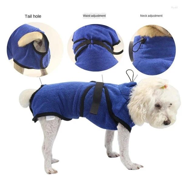 Ropa para perros Toalla de baño de invierno Albornoz absorbente para cachorros Engrosamiento Microfibra Pijamas grandes Ropa de abrigo suave para mascota Gato