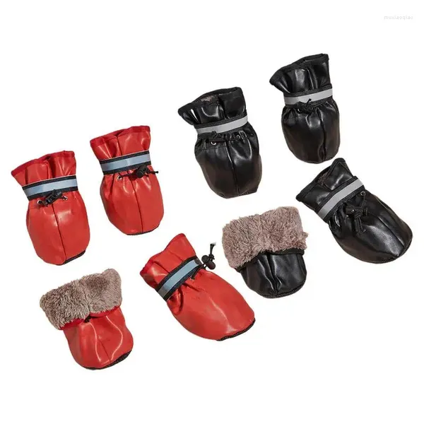 Ropa para perros botines de invierno botas antideslizantes protectores impermeables zapatos cálidos al aire libre para perros de tamaño s / m cachorro mascota 4 unids