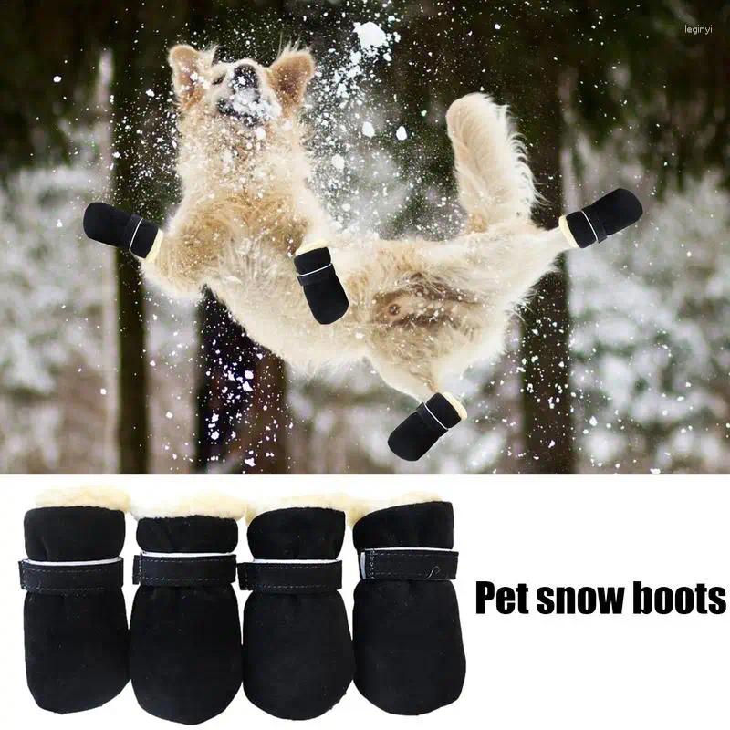 Dog Apparel Winter Boots Safe Pet Velvet Warm Shoes With Soft Sole Non-Slip Foot Protection Windproof For Cold Weather