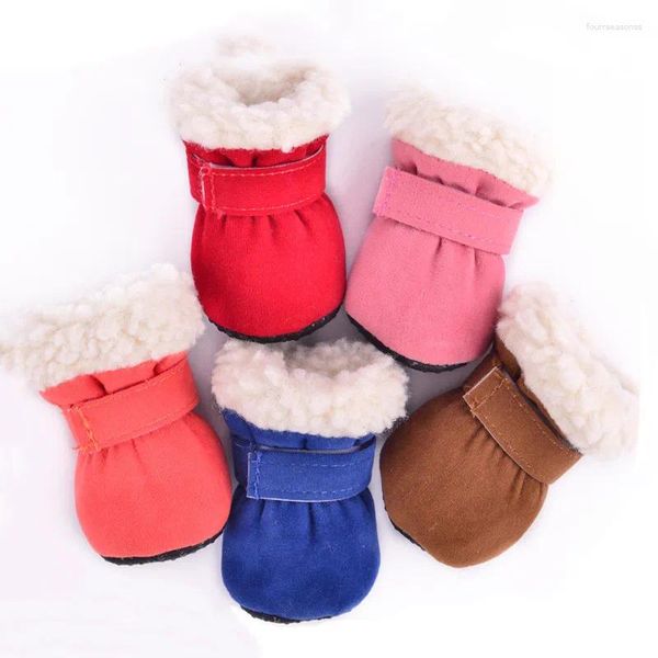 Vêtements pour chiens Série de couleurs de bonbons d'hiver et chaussures pour animaux de compagnie à imprimé léopard en peluche épaisse à grande échelle