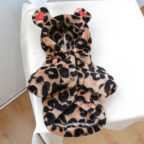 Ropa de invierno de ropa para perros para perros pequeños abrigos de peluche con capucha linda decoración de orejas de oso