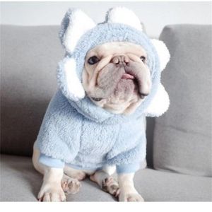 Hondenkleding winterjas voor puppy warme fleece hoodies schattig beren ontwerp pjs jumpsuit zachte koudweer kleding katten