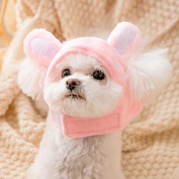 Vêtements pour chiens hiver mignon chapeau pour animaux de compagnie petit couvre-tête en peluche chiot fournitures chaudes modélisation animale accessoires réglables
