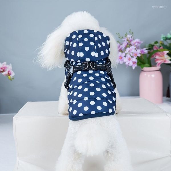 Ropa para perros Puntos de invierno Abrigo de algodón Terciopelo Cálido Chaqueta polar Chaleco con capucha Ropa para mascotas Traje de nieve