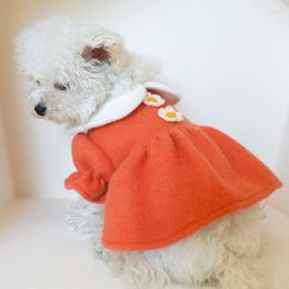 Ropa para perros, vestido de invierno, ropa para cachorros, fiesta de boda, gato, niña, muñeca, Collar, falda de princesa de flores, perros pequeños y medianos, Chihuahua