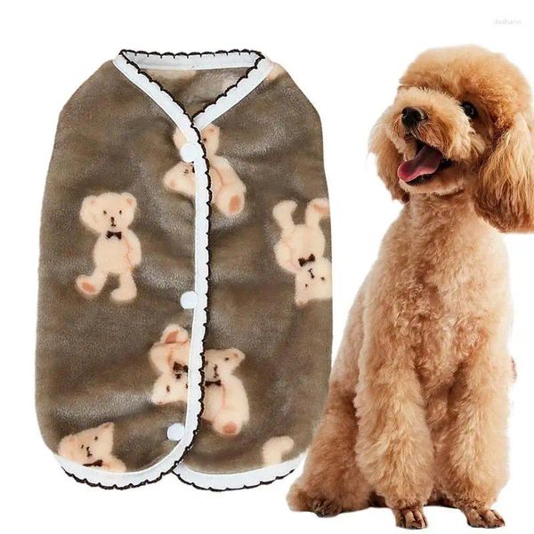 Vêtements de chien hiver tissu pull chaud mignon pulls pour animaux de compagnie flanelle gilet veste réversible vêtements avec imprimé ours