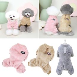 Hondenkleding winter vier poot jumpsuit hoodie stevige kleur universele huisdier puppy pyjama's kat nachthirt t-shirt geschikt om uit te gaan