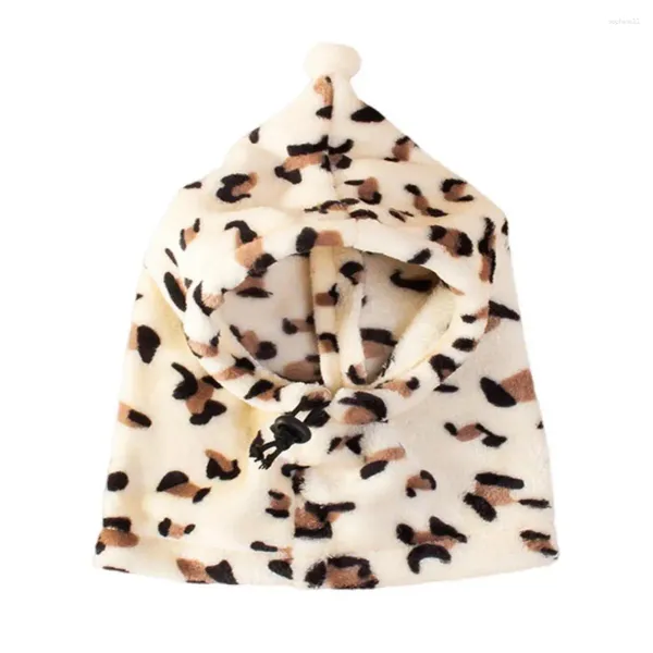 Ropa para perros Sombrero de invierno con estilo patrón de leopardo mascota con protector de oído de cuello ajustable para perros gatos calidez comodidad peluda