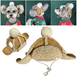 Vêtements pour chiens chapeaux d'hiver mignon capuchon chaud chiot confortable confortable décoration de compagnie de compagnie a réglable douce chihuahua caps bruns avec capuchon de cheveux