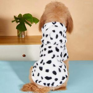 Vêtements pour chiens Veste d'hiver Fermeture à glissière Noir Blanc Taches Chat Chiot Manteau à capuche en peluche à deux pattes Sweats à capuche pour animaux de compagnie pour l'extérieur