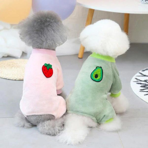Vêtements pour chiens Combinaisons d'hiver Motif de fruits Sweat-shirt pour animaux de compagnie en molleton à quatre pattes Adorable Col rond Chat Chiot Body Dress-up