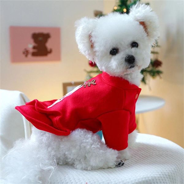 Ropa para perros Invierno Feliz Navidad Vestido para mascotas Falda cálida duradera para ropa de cachorro de moda pequeña Suministros de fiesta de vacaciones familiares