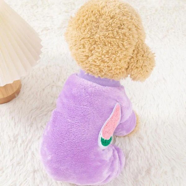 Vêtements de chien hiver Onesie confortable motif de fruits combinaison pour animaux de compagnie pour petits chiens chats polaire salopette pyjamas avec dessin animé Chihuahua