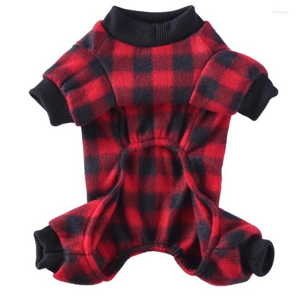 Ropa para perros Pijamas de invierno Ropa a cuadros Cálido Monos de cuatro patas Abrigo para pequeño cachorro Gato Chihuahua Pomeranian Camisa de noche Pantalones