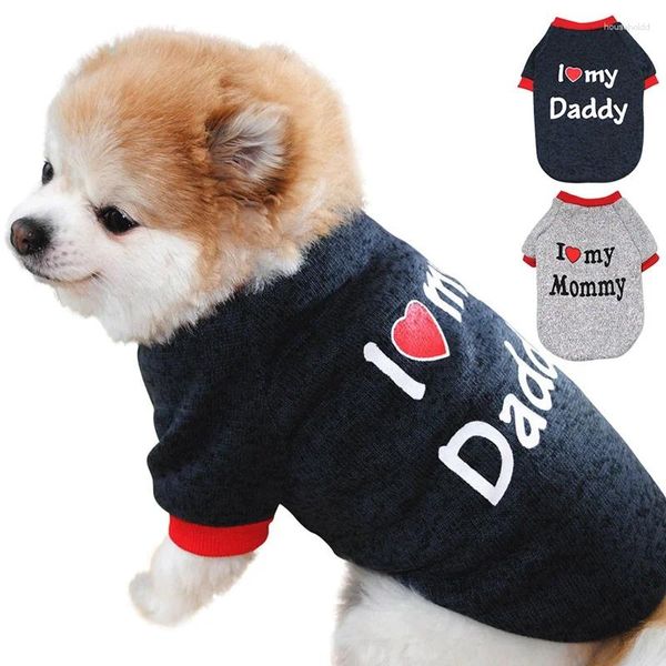 Vêtements pour chiens vêtements pour animaux de compagnie j'aime ma maman / papa veste de chiot pull en t-shirt chaud t-shirt pour chiens chats chihuahua