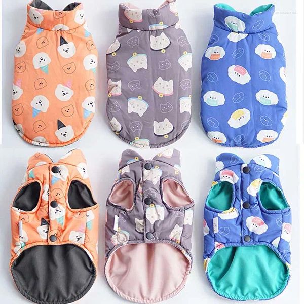 Ropa para perros Ropa para mascotas de invierno Abrigo reversible Chaleco Chaqueta Cachorro Ropa pequeña Traje Ropa Ambos lados Traje usable S-XXL