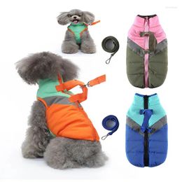 Vêtements pour chiens vêtements pour animaux de compagnie de veste chaude manteau nocturne réfléchie avec une courroie de traction ferme de loisirs de loisirs