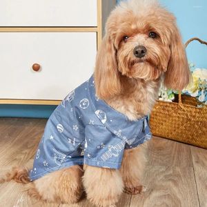 Vêtements pour chiens d'hiver chemise en denim pour animaux de compagnie revers à manches courtes avant-jambe à simple boutonnage vaisseau spatial imprimé chiens veste fournitures