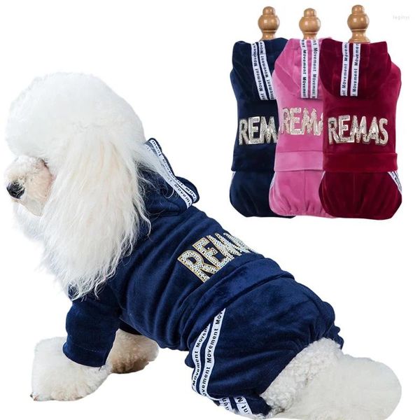 Vêtements de chien hiver chiens de compagnie sweat-shirt lettre décorer chiot chaud polaire combinaison pour petit chien sweat à capuche costume chihuahua tenues vêtements