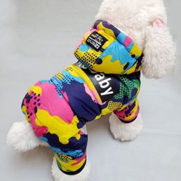 Hondenkleding Winter Huisdier Puppy Hondenkleding Mode Camo Bedrukt Jas voor kleine honden Warme katoenen jas Huisdierenoutfits Skipak voor honden Katten Kostuum 230825