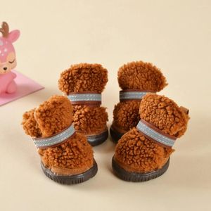 Ropa para perros zapatos para mascotas de invierno botas de nieve de vellón calientes espesas peleas perros pequeños botines sin deslizamiento calzado para chihuahua pug productos