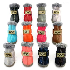 Ropa para perros Zapatos para mascotas de invierno Botas de nieve cálidas Piel impermeable 4 unids / set Perros pequeños Algodón antideslizante XS para ChiHuaHua Pug Producto PETASIA