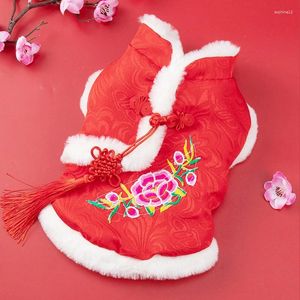 Hondenkleding wintertrui pluche kattenkleding Chinees jaar Dragon Phoenix Patroon Gefeliciteerd