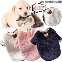 Ropa para perros Invierno Sweather Coral Fleece Patrón de oso estampado Puppy suéter cálido ropa espesa suave