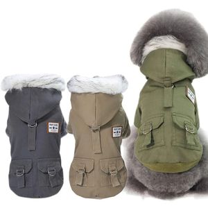 Hundebekleidung Winter verdickte Hundejacke kleine Baumwollwelpenkleidung Haustier Militäruniform Katze winddicht 231121
