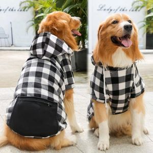 Vêtements de chien hiver chaud vêtements pour animaux de compagnie Plaid impression grand manteau tenue pour grands chiens Labrador sweats à capuche pull Gold Retriever vêtements