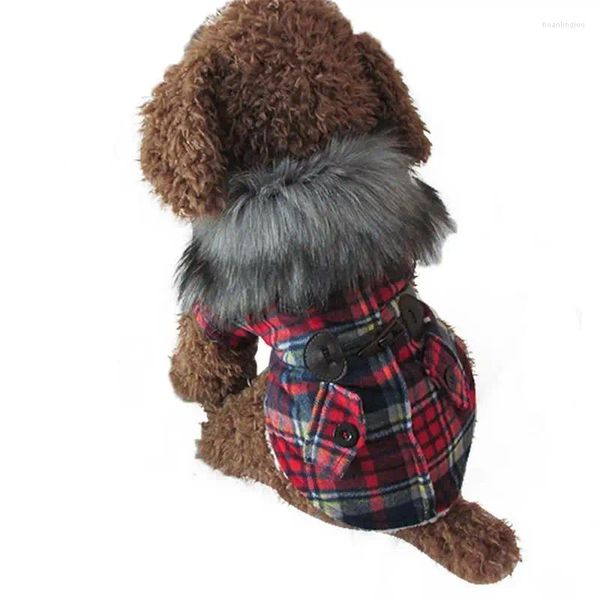 Vêtements pour chiens Vêtements en laine d'hiver avec collier de fourrure chiot yeskshire chiens de veste de veste pour petit animal moyen chihuahua