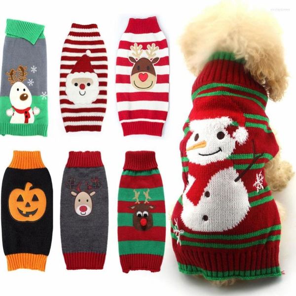 Ropa para perros Abrigos de lana Suéter de Navidad Papá Noel Invierno Ropa de punto cálido para perros Chihuahua Traje de mascota