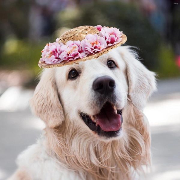 Ropa para perros gorro tejido flor primavera verano accesorio de accesorio decoración de fiesta de la fiesta