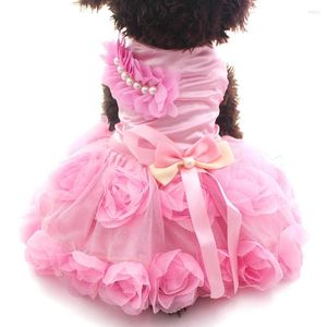 Hondenkleding xksrwe huisdier prinses trouwjurk tutu rozetbow jurken kat puppy rok lente/zomer kleding 2 kleuren