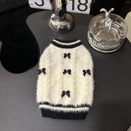 Vêtements pour chiens XS-2XL Noir Blanc Hiver Vêtements pour animaux de compagnie tricoté arc mignon fille pulls laine chiot chat pulls tricots