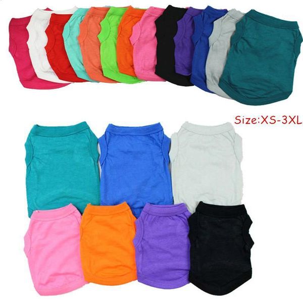 Ropa para perros XS-3XL Verano Sólido Camisas de algodón puro Ropa Ocio Chaleco suave Gato Fondo para perros grandes medianos pequeños 10A