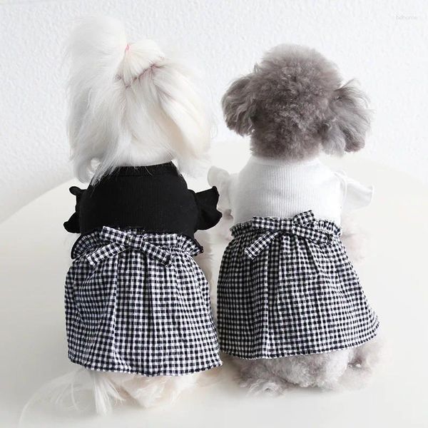 Vêtements pour chiens xs-xl noire blanc coton robe coton printemps