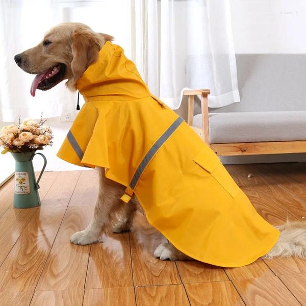 Ropa de perro XS-XXXL Cinta reflectante Gran abrigo de impermeable ropa de mascotas Teddy Big Rain Factory Venta directa DC928